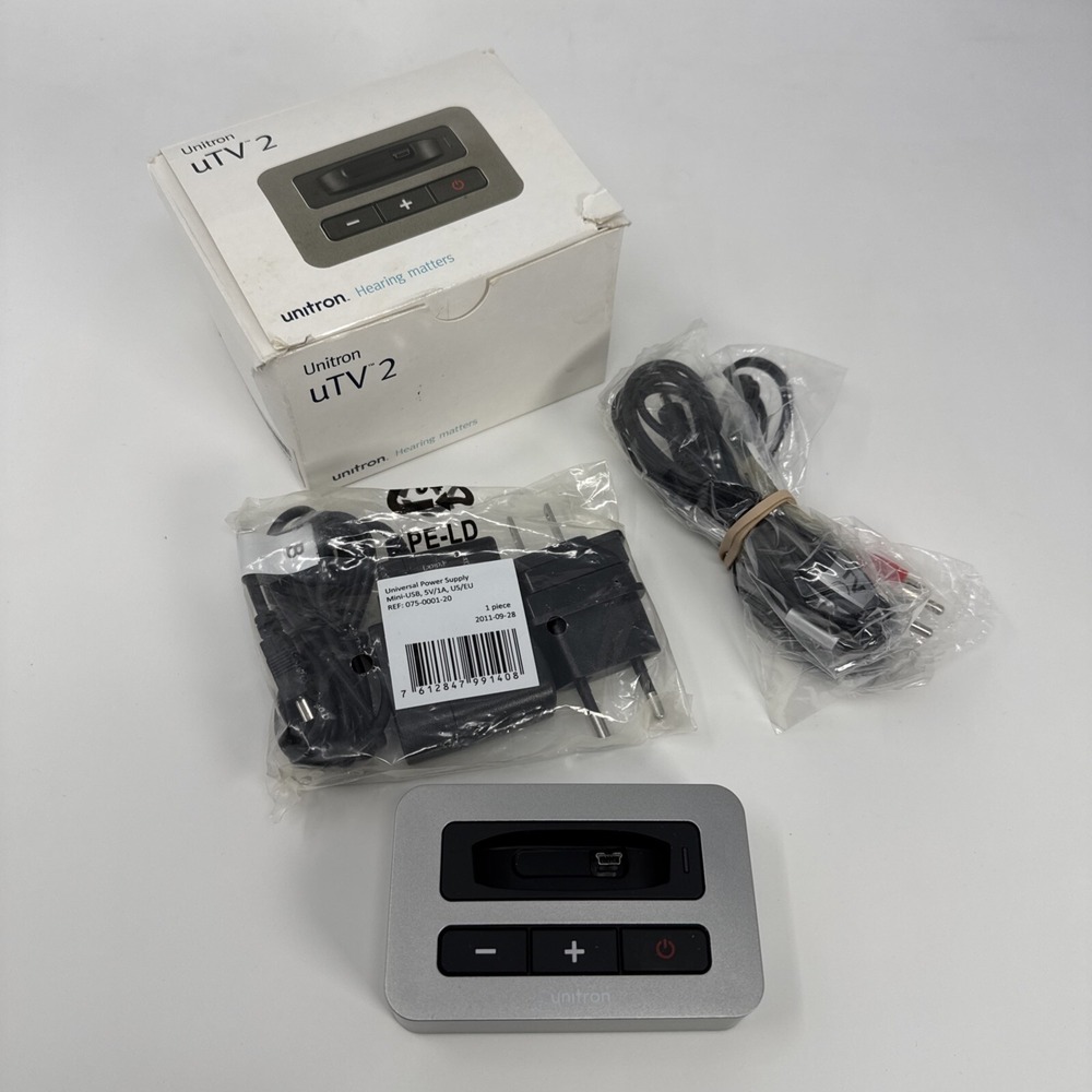 Unitron UTV2 TV Adapter / Dock Charging Base for Hearing Aid Audio Streaming